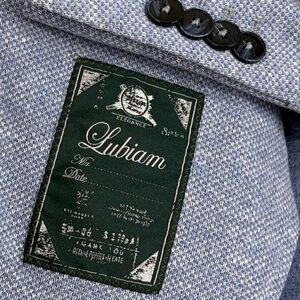 Lubiam Elegance Sport Coat Mens 44R Light Blue Cotton Linen Knit Unlined Blazer